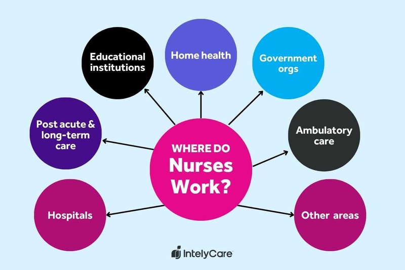 Graphic showing seven areas where nurses work.