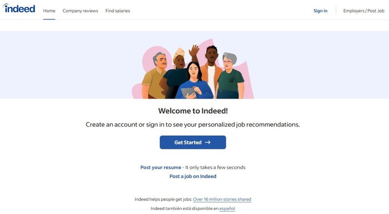 Indeed home page