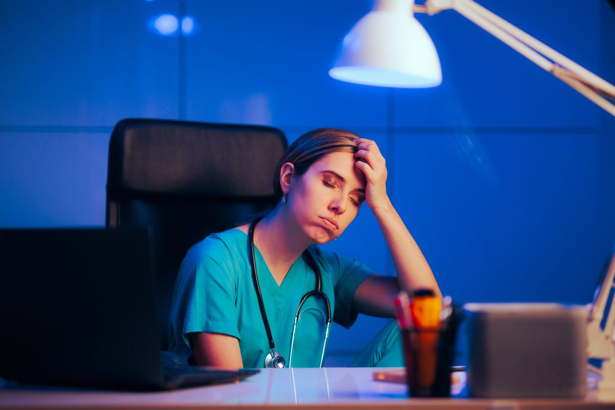 A nurse manager tries to decompress after a difficult day at the hospital.