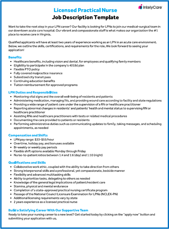 Download Your Free LPN Job Description Template