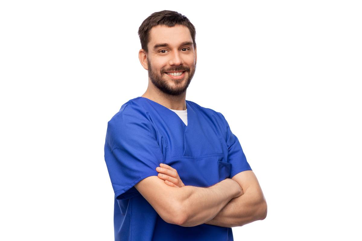 A nurse prepares for his Maine nursing license renewal.