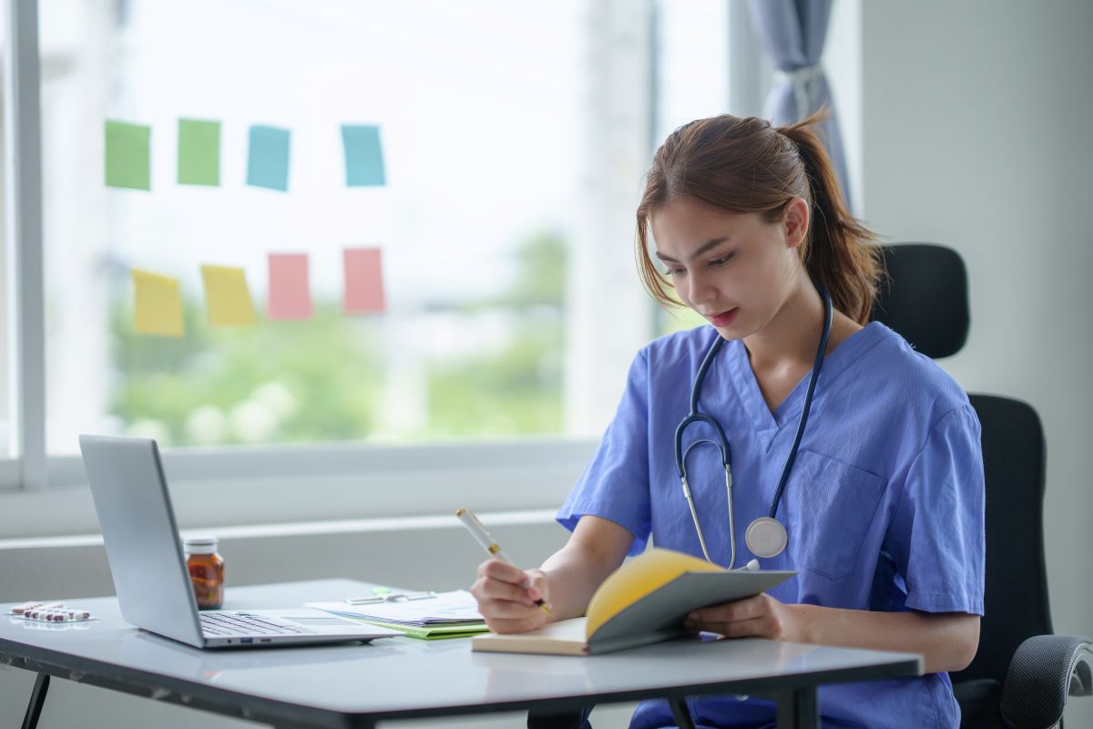 A nurse takes the Myers-Briggs personality test.
