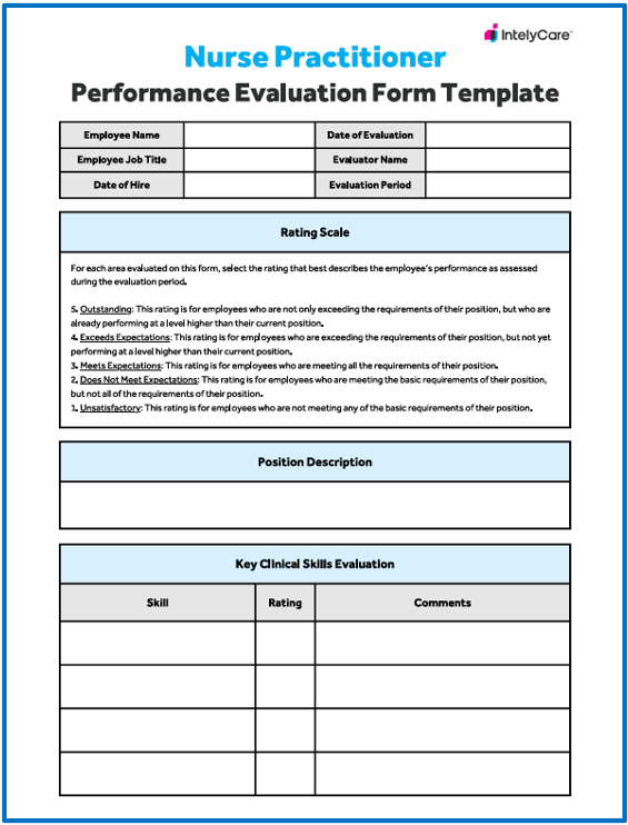 Download Your Free Nurse Practitioner Performance Evaluation Form Template