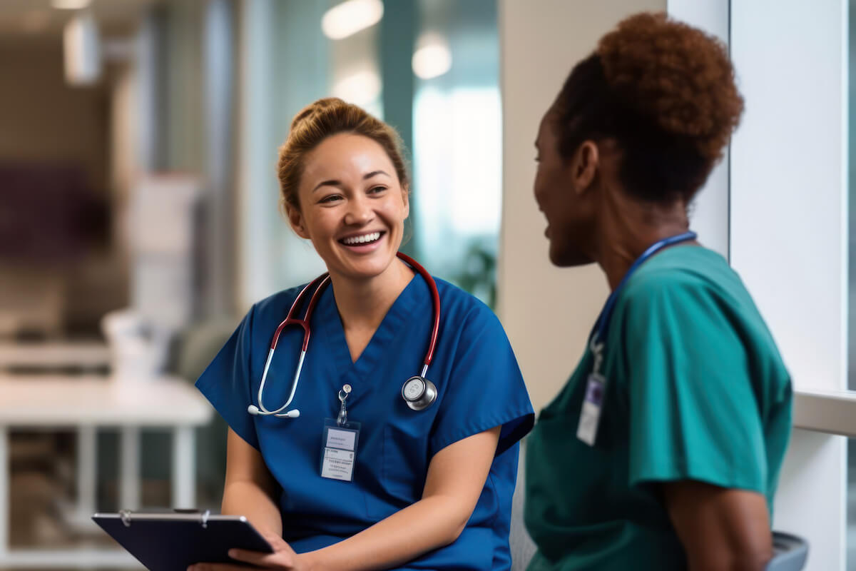 Nurse and preceptor during nursing orientation.
