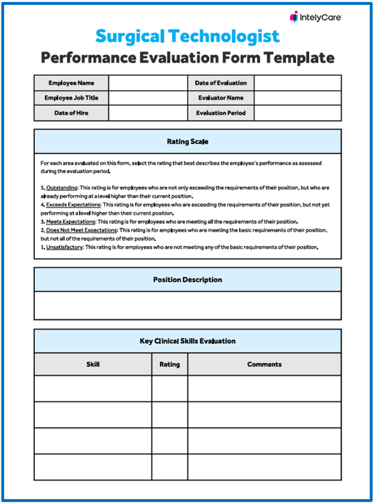 Download Your Free Surgical Tech Performance Evaluation Form Template
